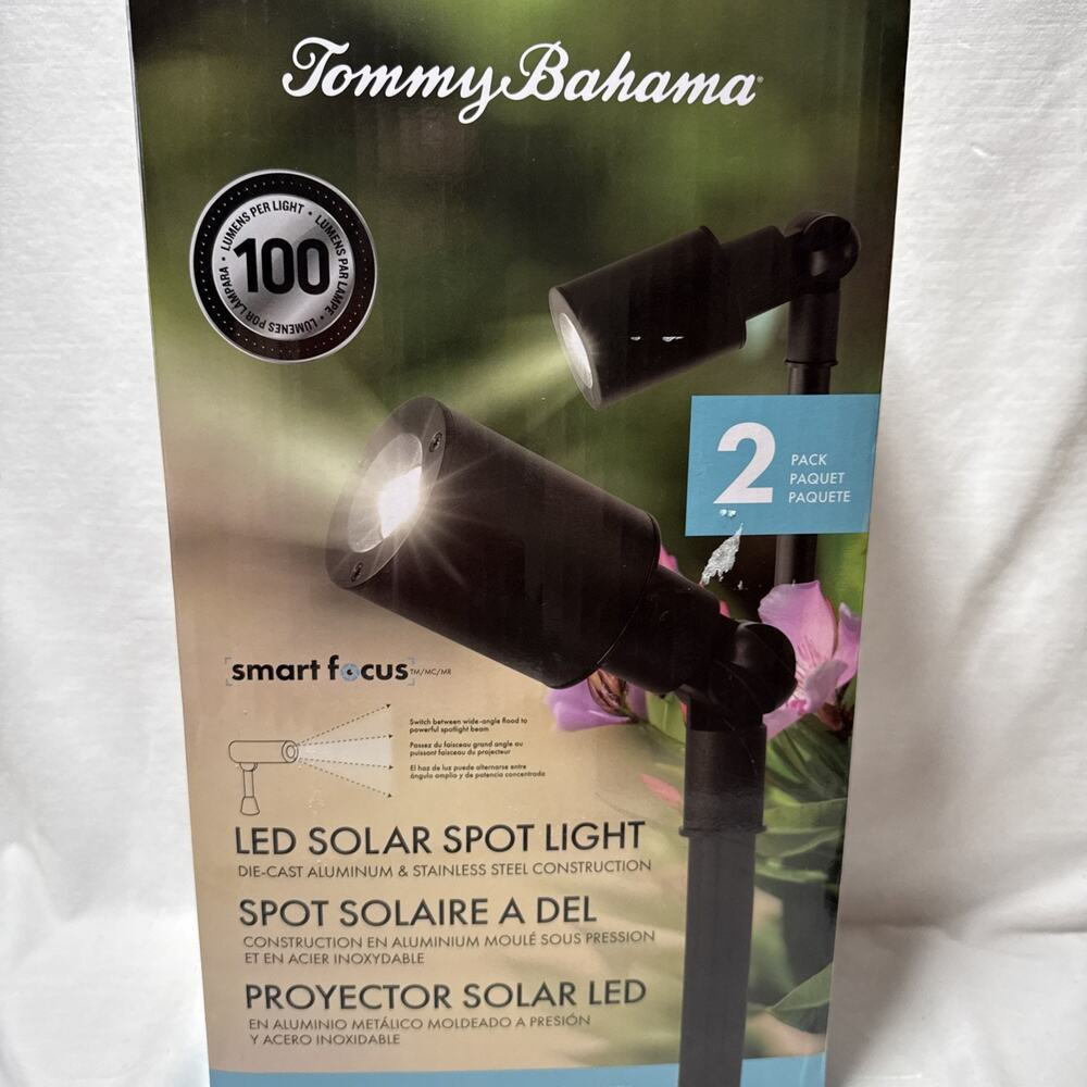Tommy Bahama Solar Spotlight 100 Lumen 2 Pack LED Outdoor Landscape Light